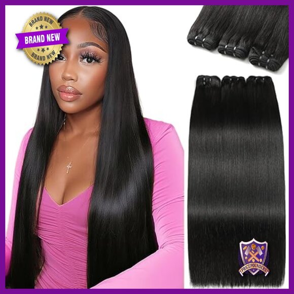 Brazilian Virgin Human Hair Extensions 3 Bundles Straight Quick Weave main image 4